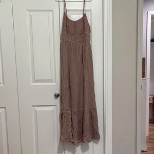 Sleeveless Mauve-Taupe Maxi Dress with Thin Straps